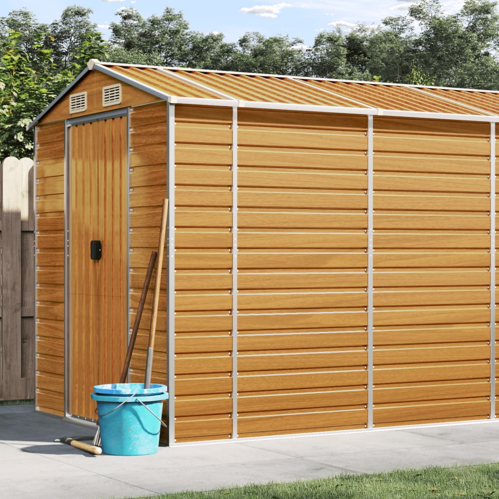 Garden Shed Light Brown 191x725x198 cm Galvanised Steel - Unbeatable Bargains
