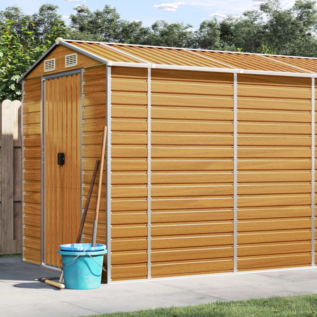 Garden Shed Light Brown 191x895x198 cm Galvanised Steel - The Home Maker