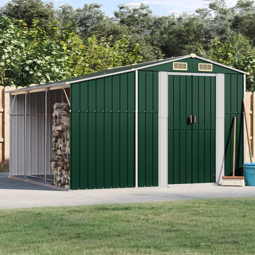 Garden Shed Green 277x279x179 cm Galvanised Steel - Merkel Designers