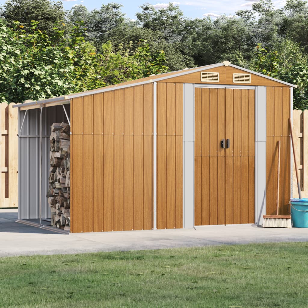 Garden Shed Light Brown 277x192.5x179 cm Galvanised Steel - Merkel Designers
