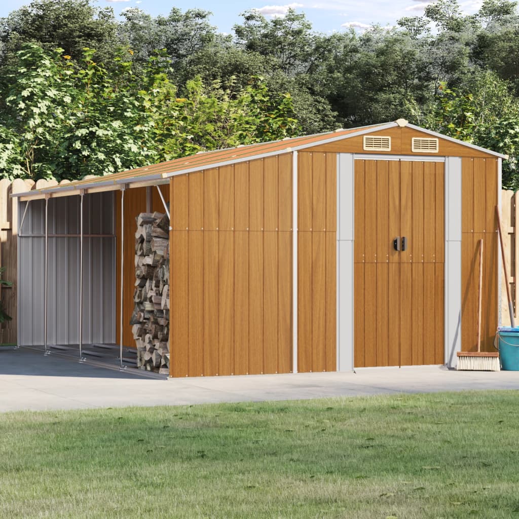 Garden Shed Light Brown 277x365.5x179 cm Galvanised Steel - Sid & Sam