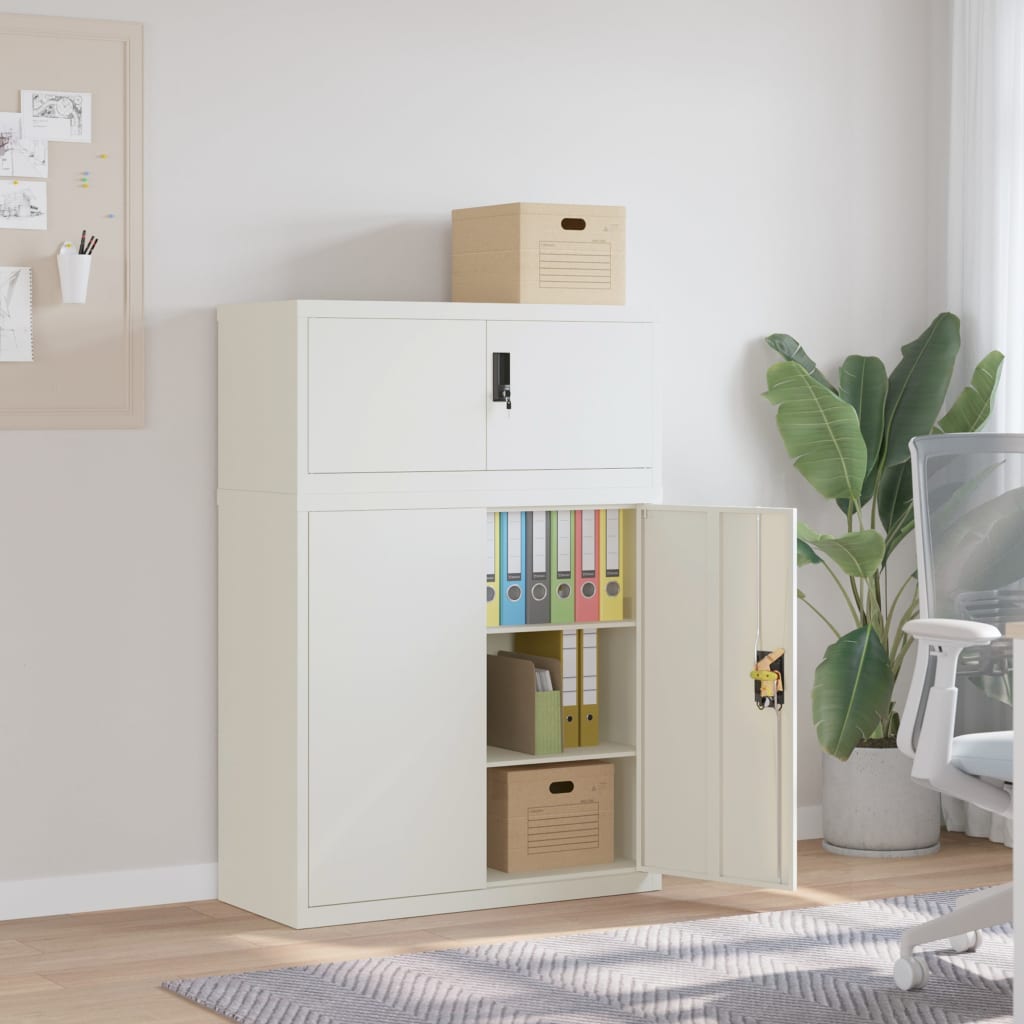 File Cabinet White 90x40x130 cm Steel - All Things Good