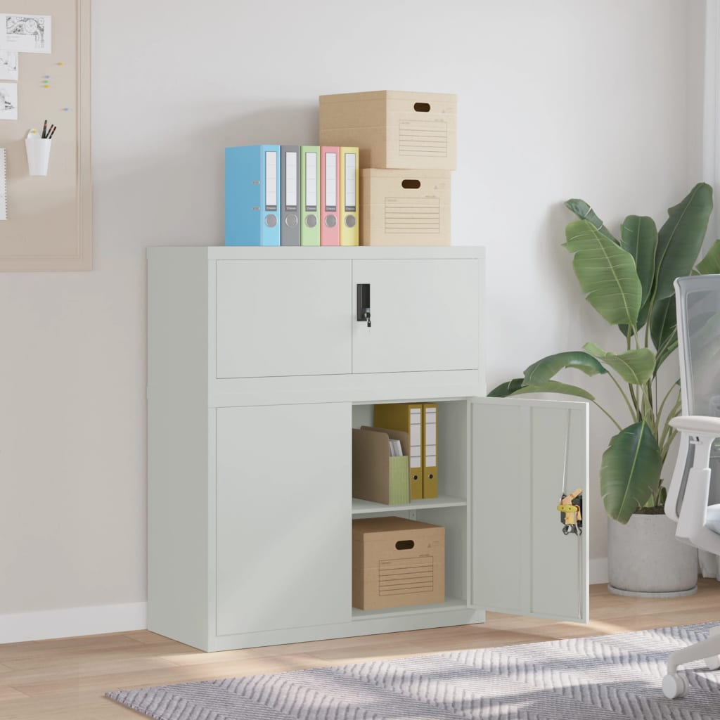 File Cabinet Light Grey 90x40x110 cm Steel - Merlin Deals