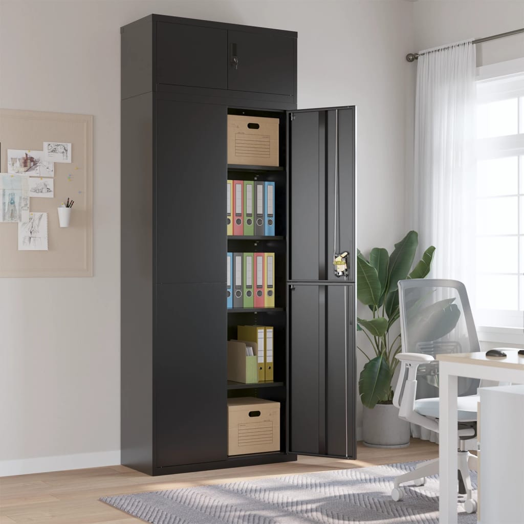 File Cabinet Black 90x40x240 cm Steel - Casper Homes