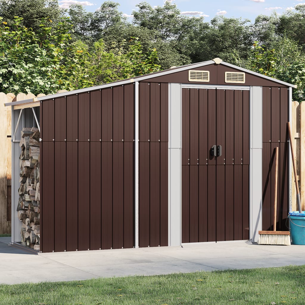 Garden Shed Brown 277x93x179 cm Galvanised Steel - Merlin Deals