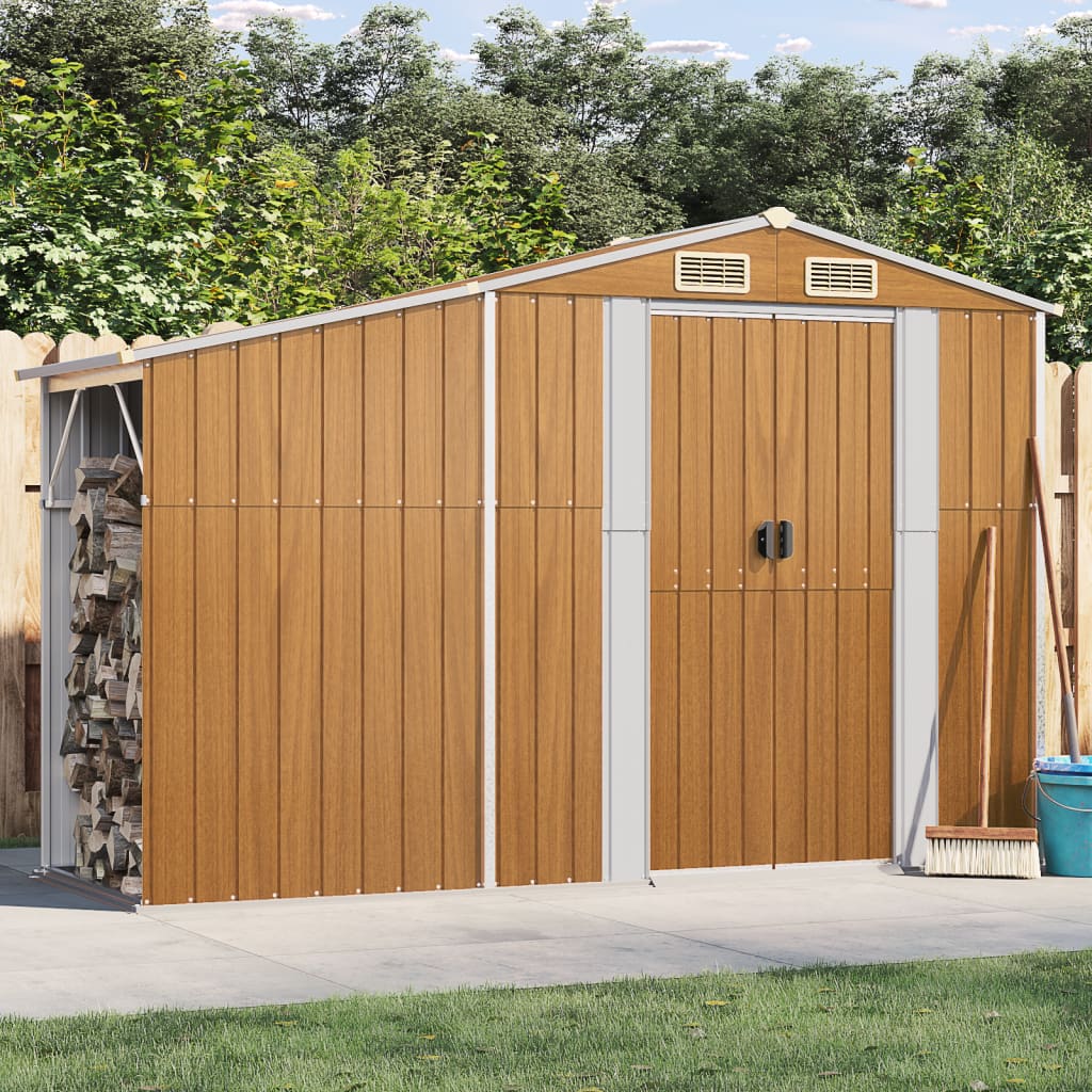 Garden Shed Brown 277x93x179 cm Galvanised Steel - Merkel Designers
