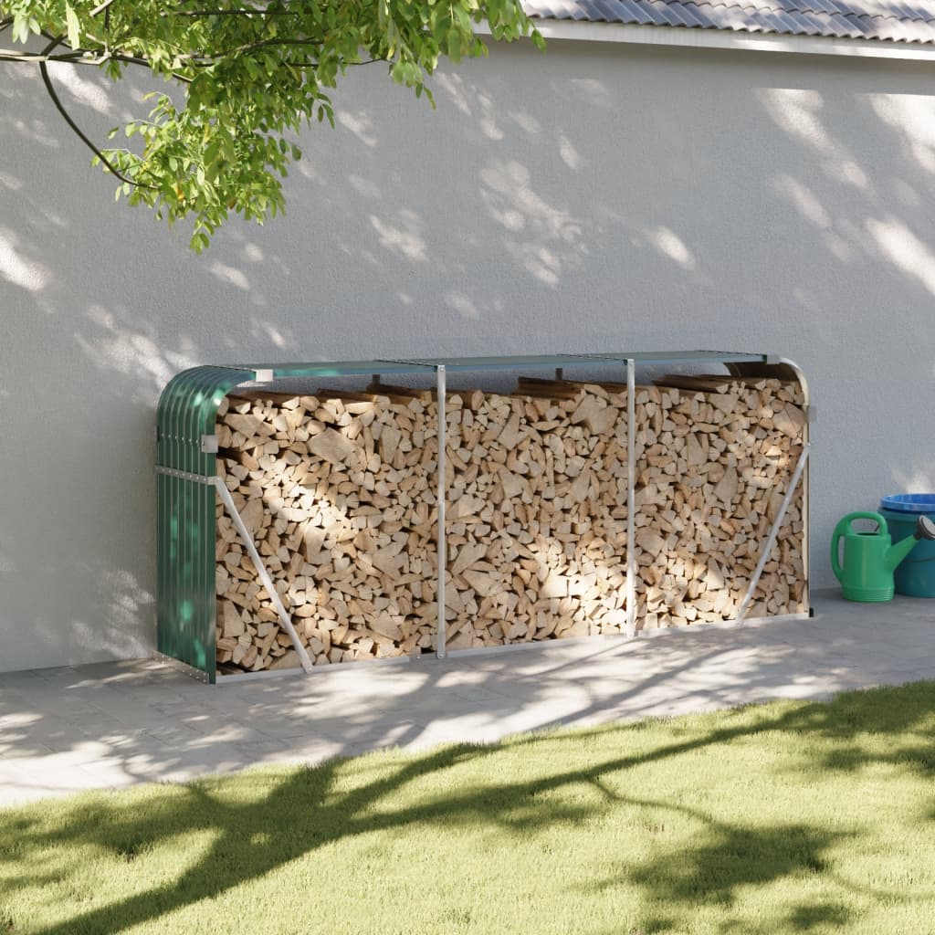 Log Holder Green 234x45x100 cm Galvanised Steel - Charlotte Dunes