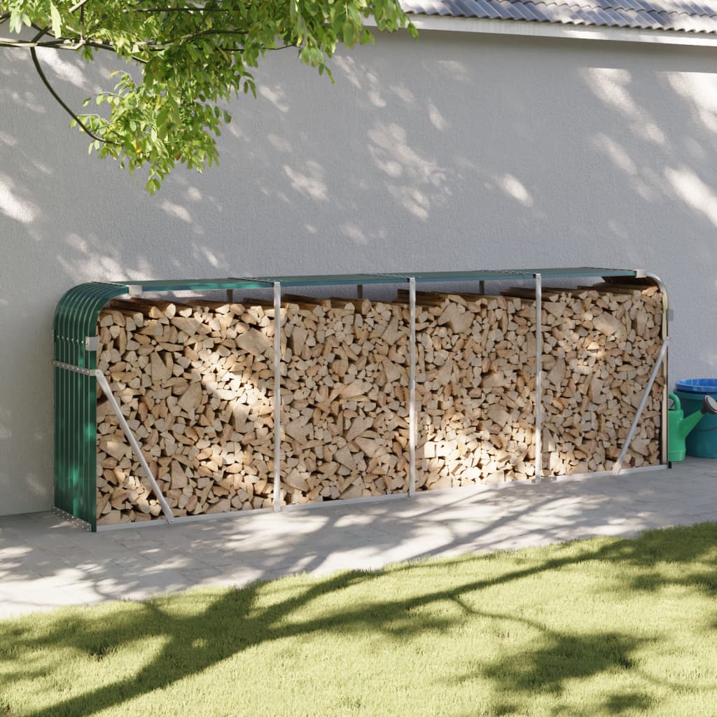 Log Holder Green 300x45x100 cm Galvanised Steel - Design Hut