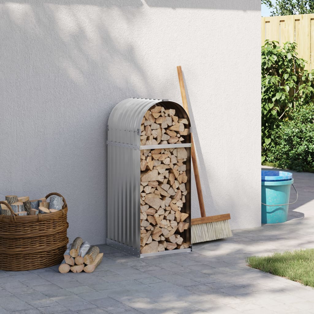 Log Holder Light Grey 40x45x100 cm Galvanised Steel - Charlotte Dunes