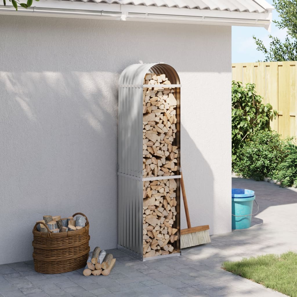 Log Holder Light Grey 40x45x170 cm Galvanised Steel - Charlotte Dunes
