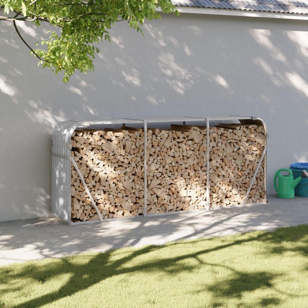 Log Holder Light Grey 234x45x100 cm Galvanised Steel - Charlotte Dunes