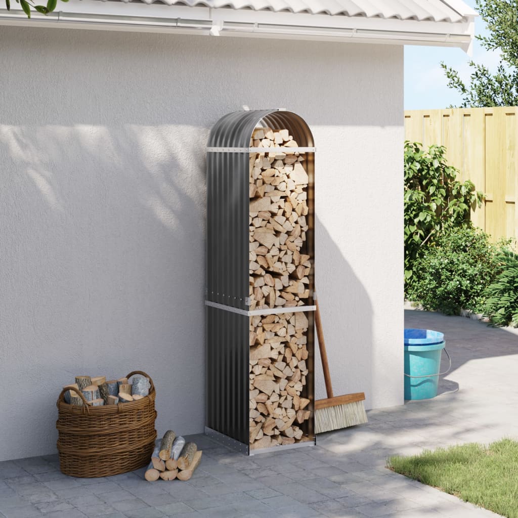Log Holder Anthracite 40x45x170 cm Galvanised Steel - Design Hut