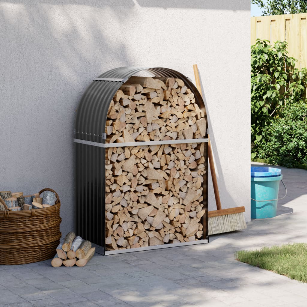 Log Holder Anthracite 80x45x120 cm Galvanised Steel - Charlotte Dunes