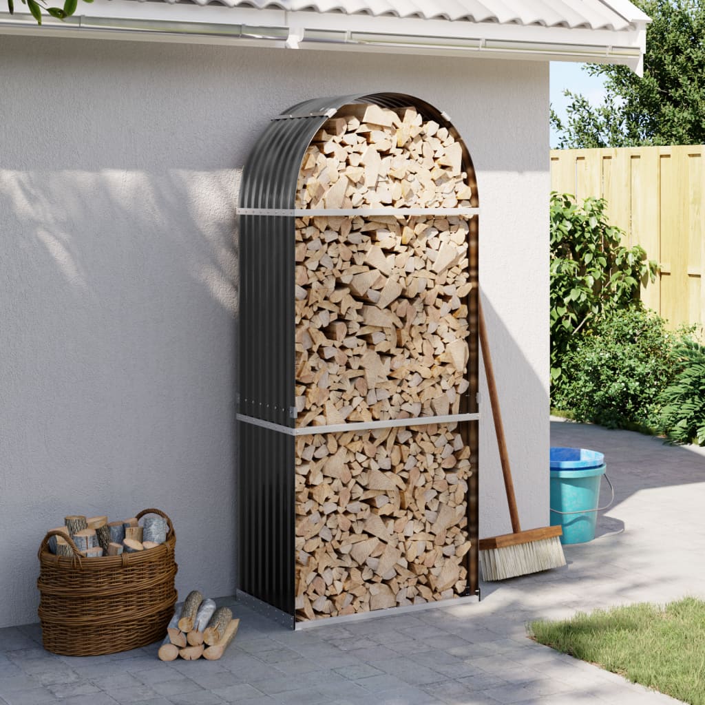 Log Holder Anthracite 80x45x190 cm Galvanised Steel - Charlotte Dunes