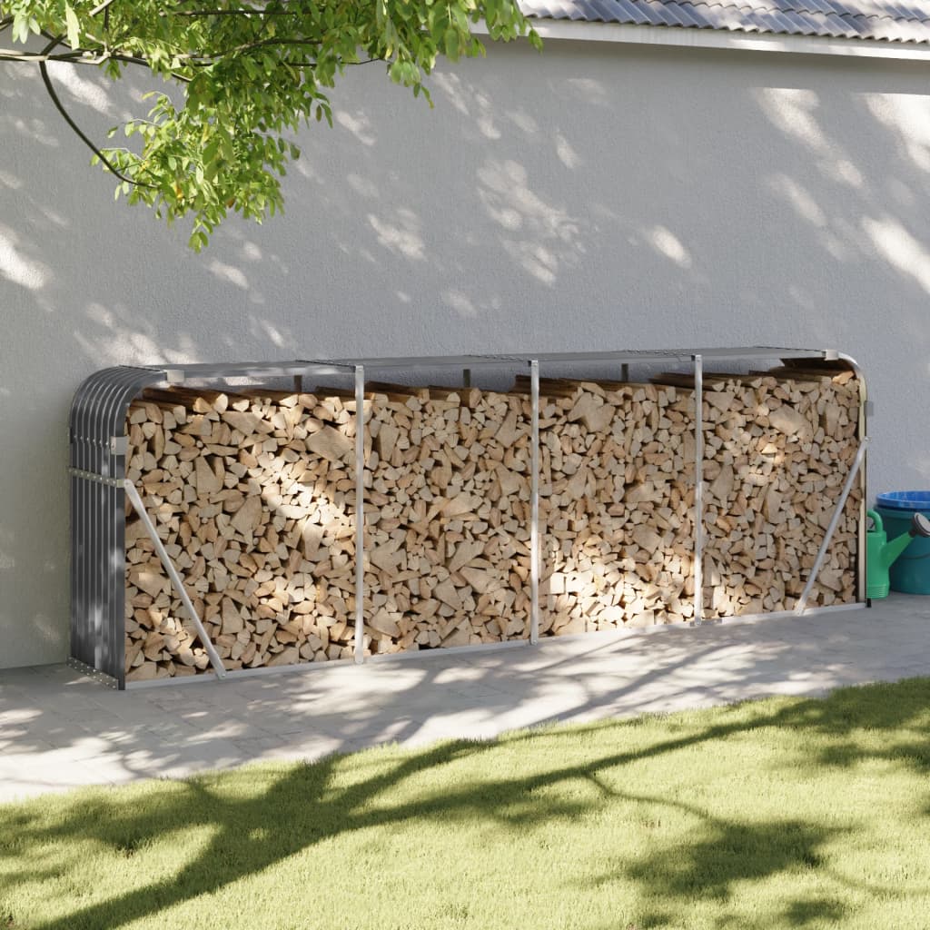 Log Holder Anthracite 300x45x100 cm Galvanised Steel - Charlotte Dunes