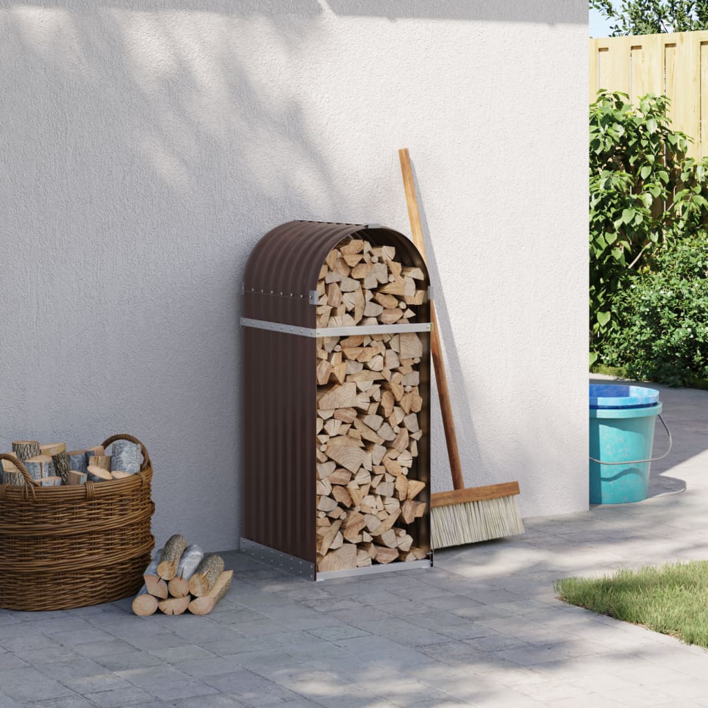 Log Holder Brown 40x45x100 cm Galvanised Steel - Charlotte Dunes