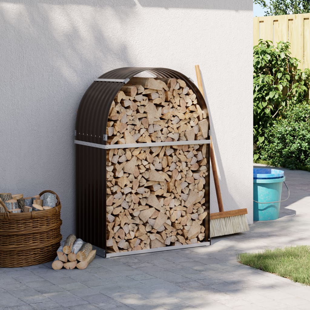 Log Holder Brown 80x45x120 cm Galvanised Steel - Charlotte Dunes