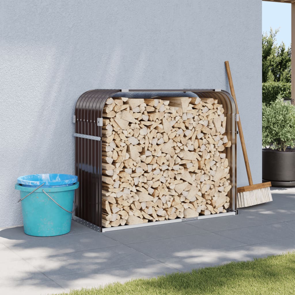 Log Holder Brown 120x45x100 cm Galvanised Steel - Charlotte Dunes