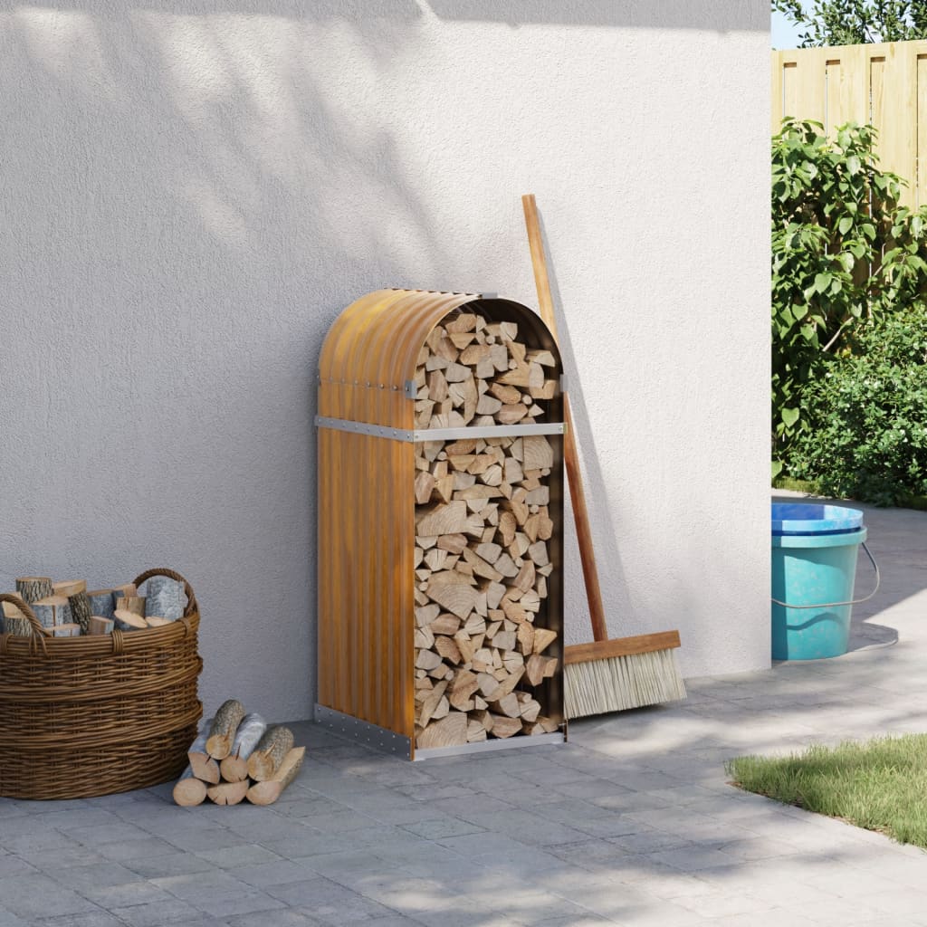 Log Holder Light Brown 40x45x100 cm Galvanised Steel - Charlotte Dunes