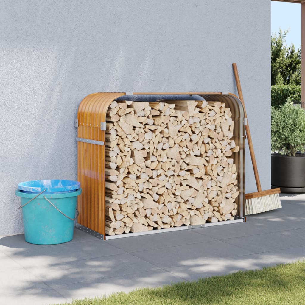 Log Holder Light Brown 120x45x100 cm Galvanised Steel - Charlotte Dunes