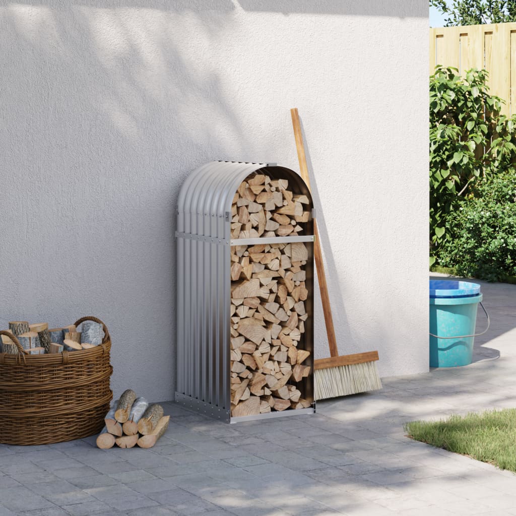 Log Holder Silver 40x45x100 cm Galvanised Steel - Charlotte Dunes