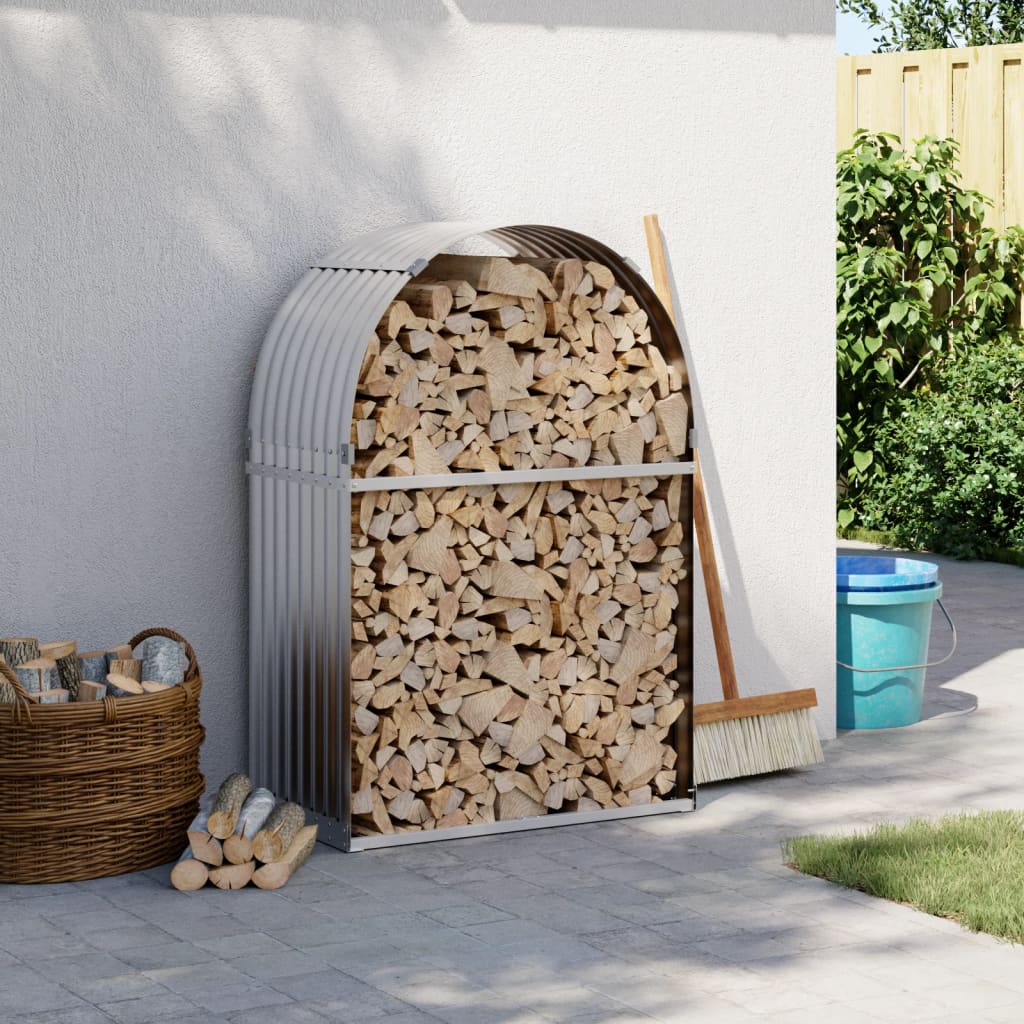 Log Holder Silver 80x45x120 cm Galvanised Steel - Charlotte Dunes