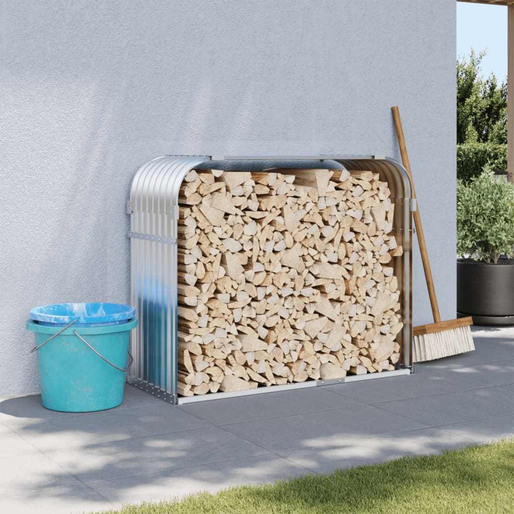 Log Holder Silver 120x45x100 cm Galvanised Steel - Charlotte Dunes