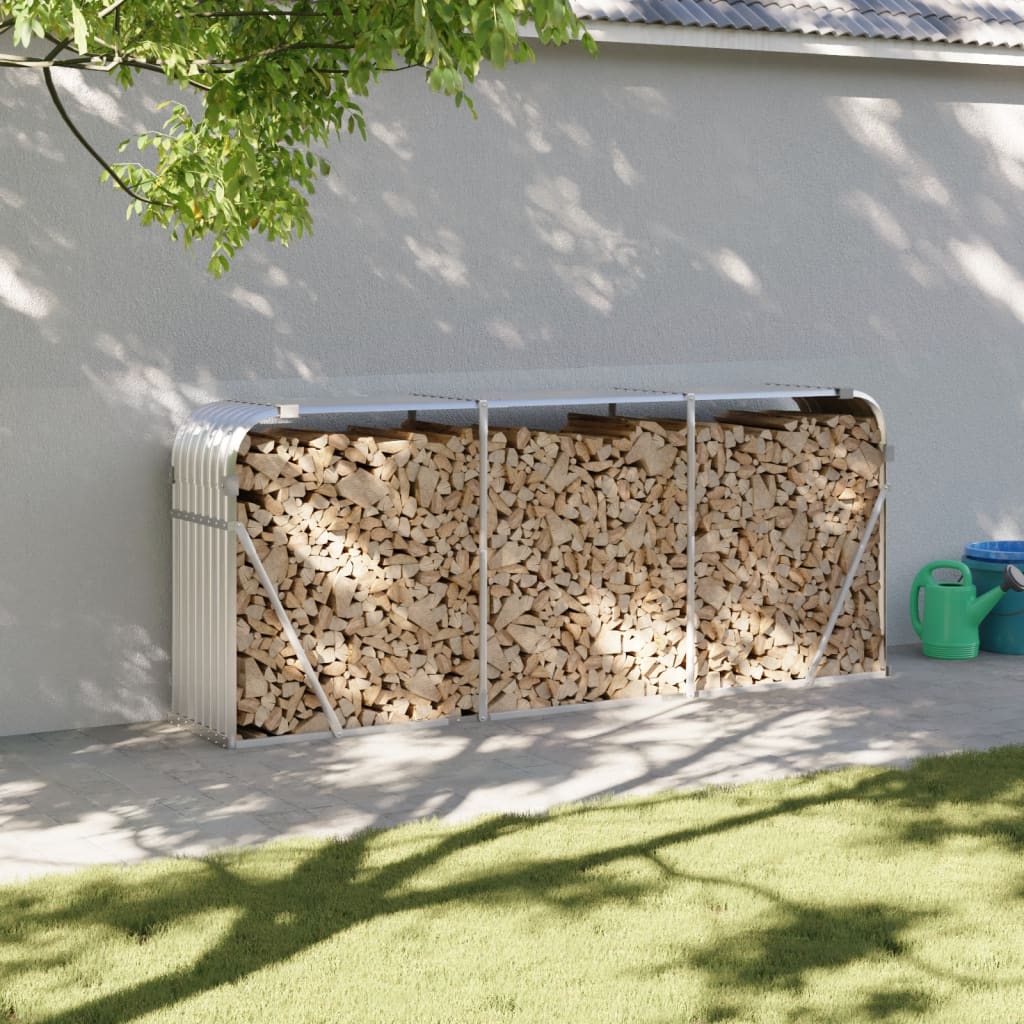 Log Holder Silver 234x45x100 cm Galvanised Steel - Charlotte Dunes