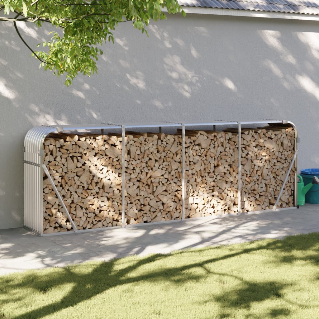 Log Holder Silver 300x45x100 cm Galvanised Steel - Charlotte Dunes