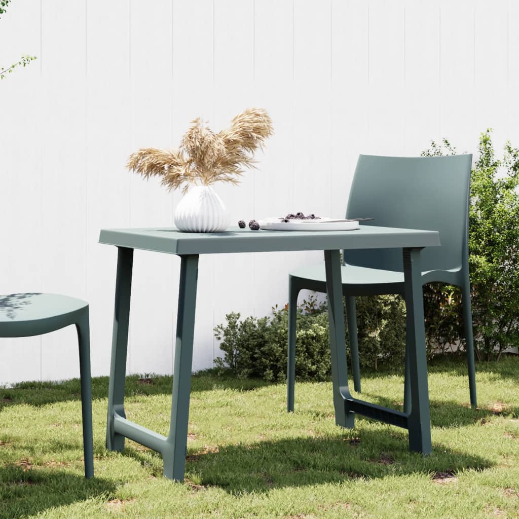 Camping Table Green 79x56x64 cm PP Wooden Look - Decor Base