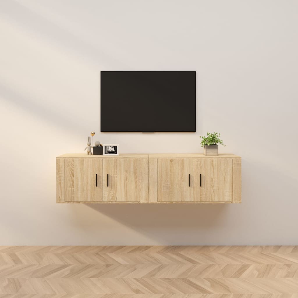 Wall-mounted TV Cabinets 2 Pieces Sonoma Oak 80x34.5x40 cm - Sid & Sam