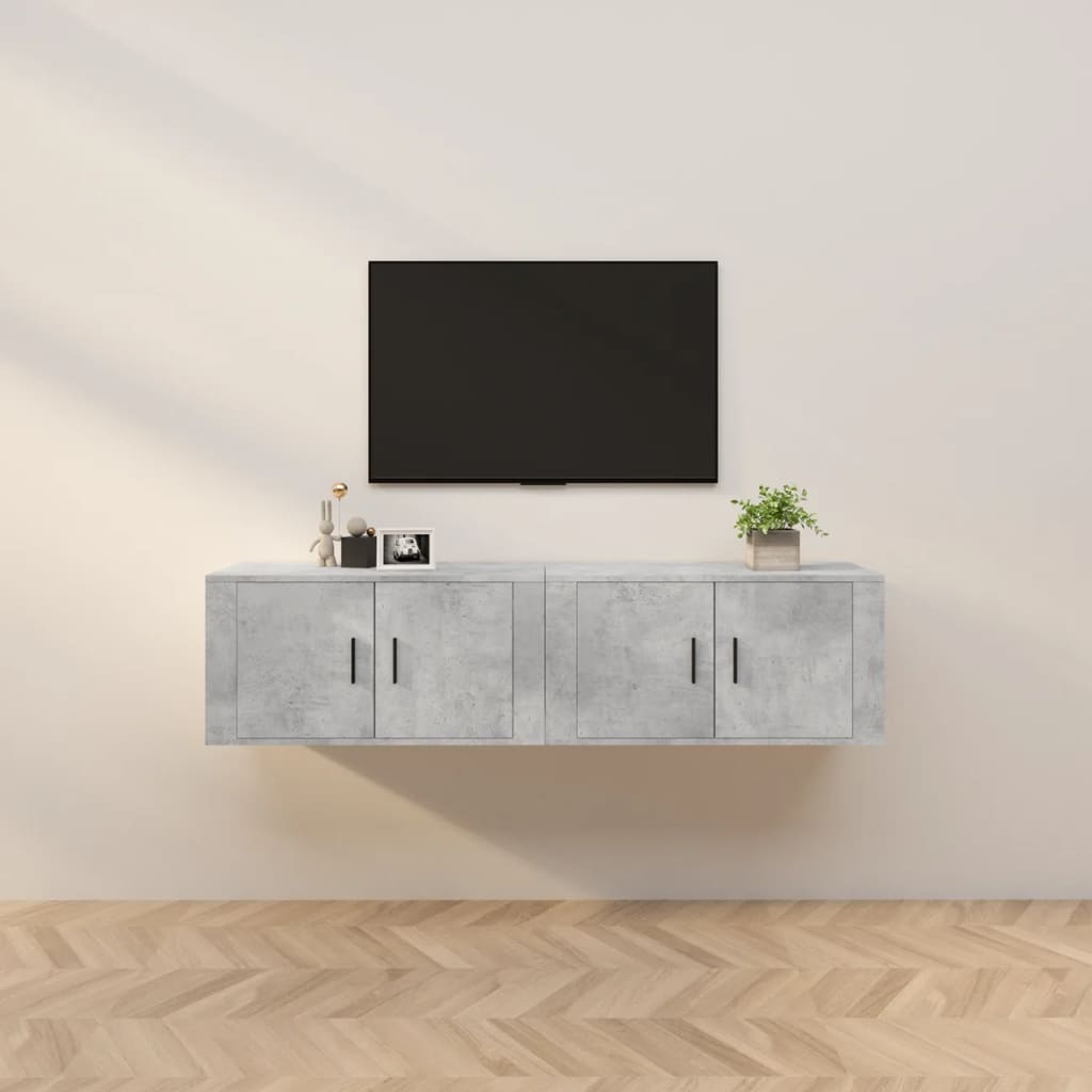 Wall-mounted TV Cabinets 2 Pieces Concrete Grey 80x34.5x40 cm - Sid & Sam