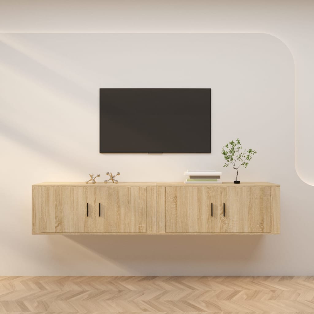 Wall-mounted TV Cabinets 2 Pieces Sonoma Oak 100x34.5x40 cm - Sid & Sam
