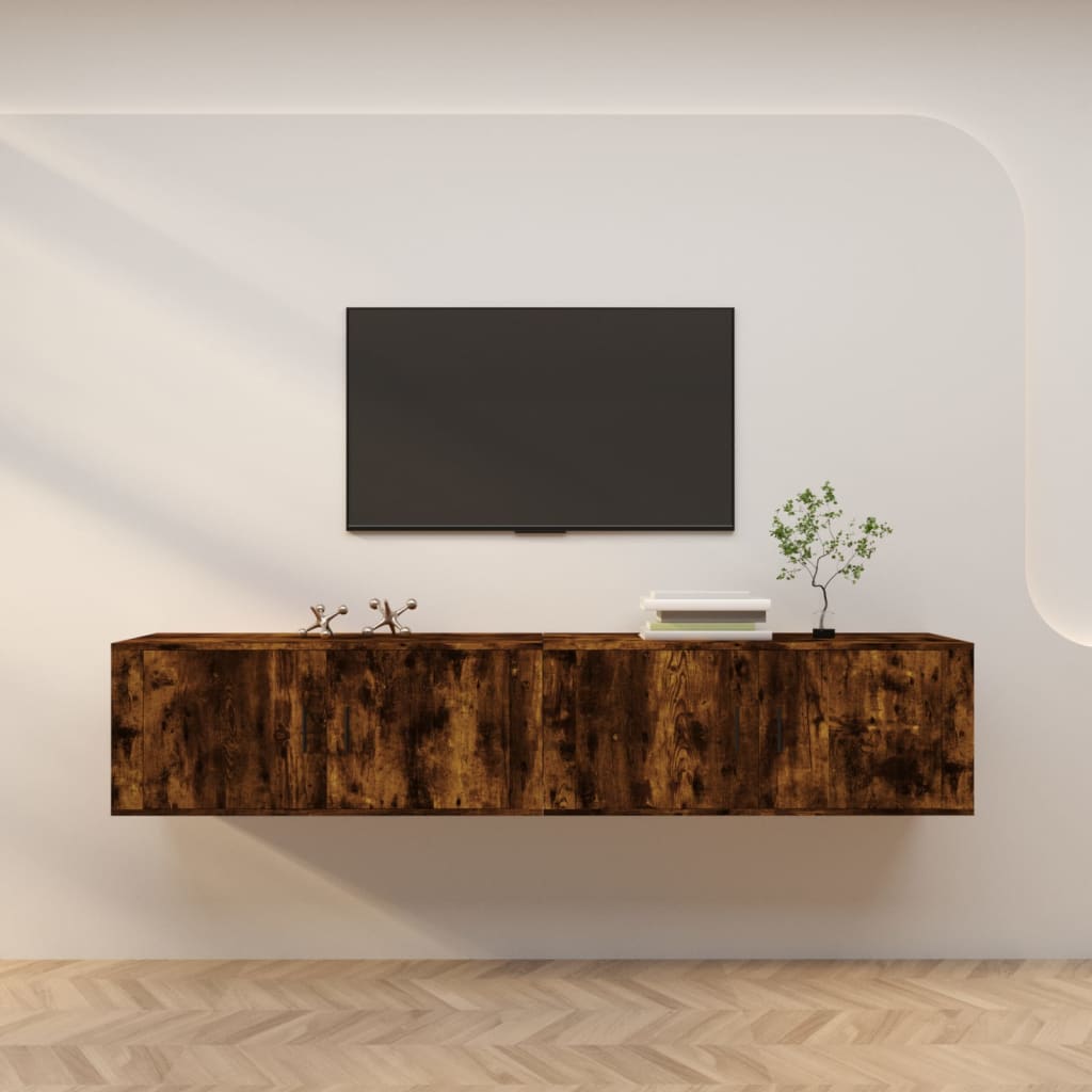 Wall-mounted TV Cabinets 2 Pieces Smoked Oak 100x34.5x40 cm - Sid & Sam