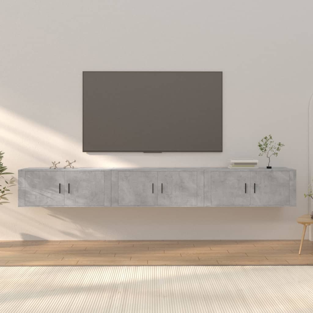 Wall-mounted TV Cabinets 3 Pieces Concrete Grey 100x34.5x40 cm - Style and Chic