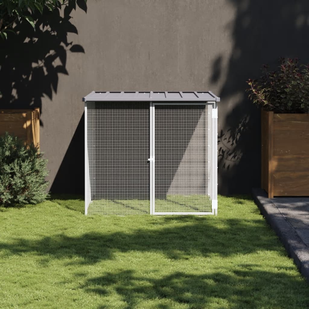 Chicken Cage with Roof Light Grey 103x98x90 cm Galvanised Steel - The Home Maker
