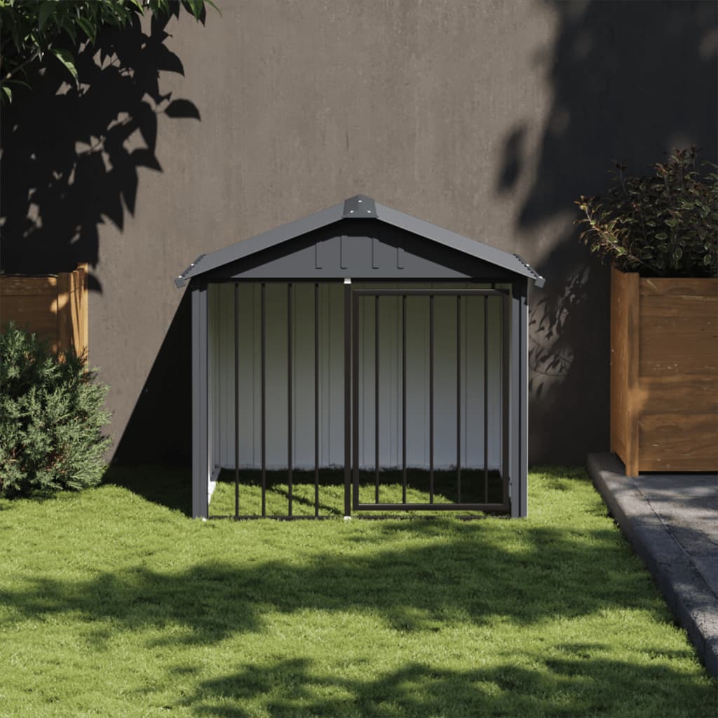 Dog House with Roof Black 117x103x102 cm Galvanised Steel - Design Hut
