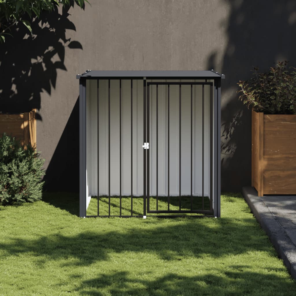 Dog House with Roof Black 110x103x109 cm Galvanised Steel - All Things Good