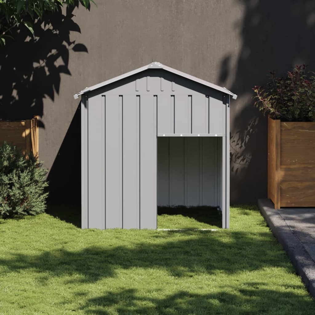 Dog House with Roof Light Grey 117x103x123 cm Galvanised Steel - The Home Maker