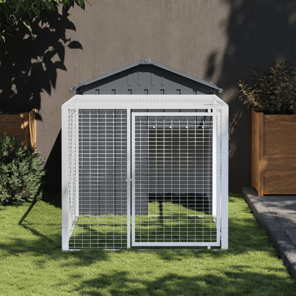 Chicken Cage with Run Anthracite 117x201x123 cm Galvanised Steel - Sid & Sam