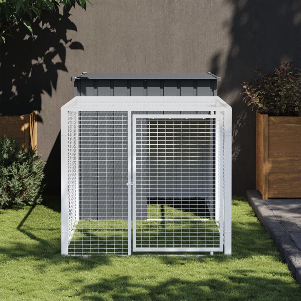 Chicken Cage with Run Anthracite 110x201x110 cm Galvanised Steel - Tyrell & Tyrell