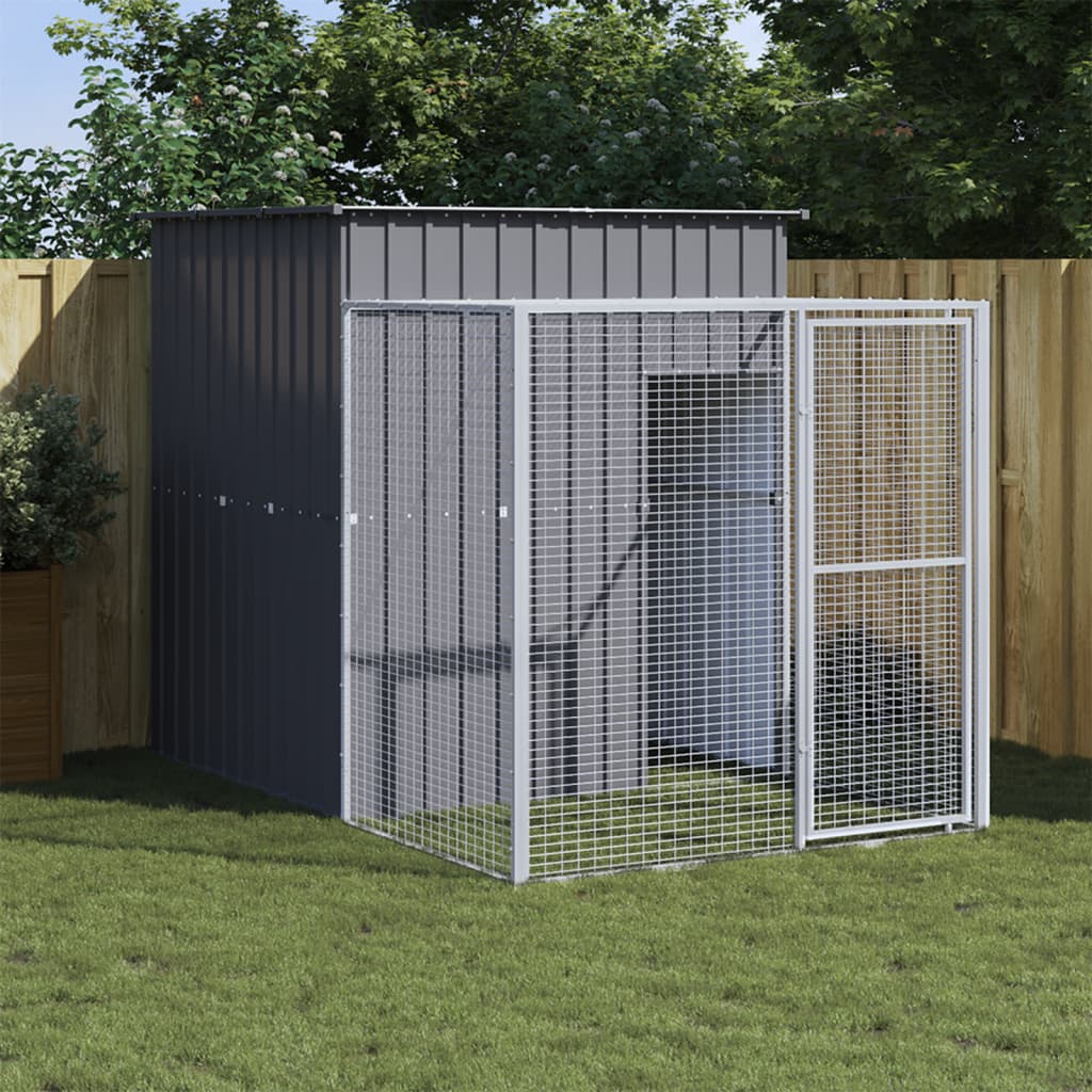 Chicken Cage with Run Anthracite 165x251x181 cm Galvanised Steel - The Home Maker