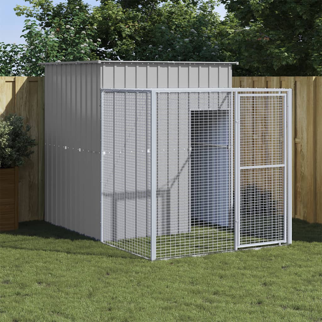 Chicken Cage with Run Light Grey 165x251x181 cm Galvanised Steel - Unbeatable Bargains