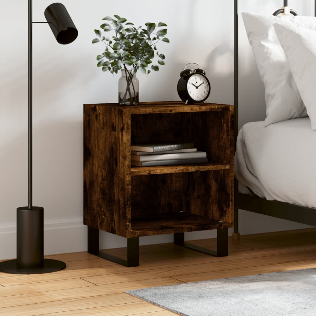Bedside Table - ADRIAN Aven Nightstand Smoked Oak 40cm - Unbeatable Bargains