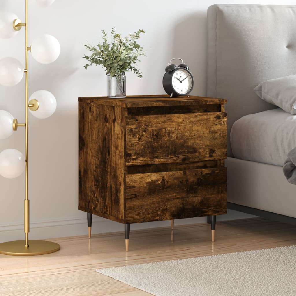 Bedside Cabinet Smoked Oak 40x35x50 cm Engineered Wood - Tyrell & Tyrell