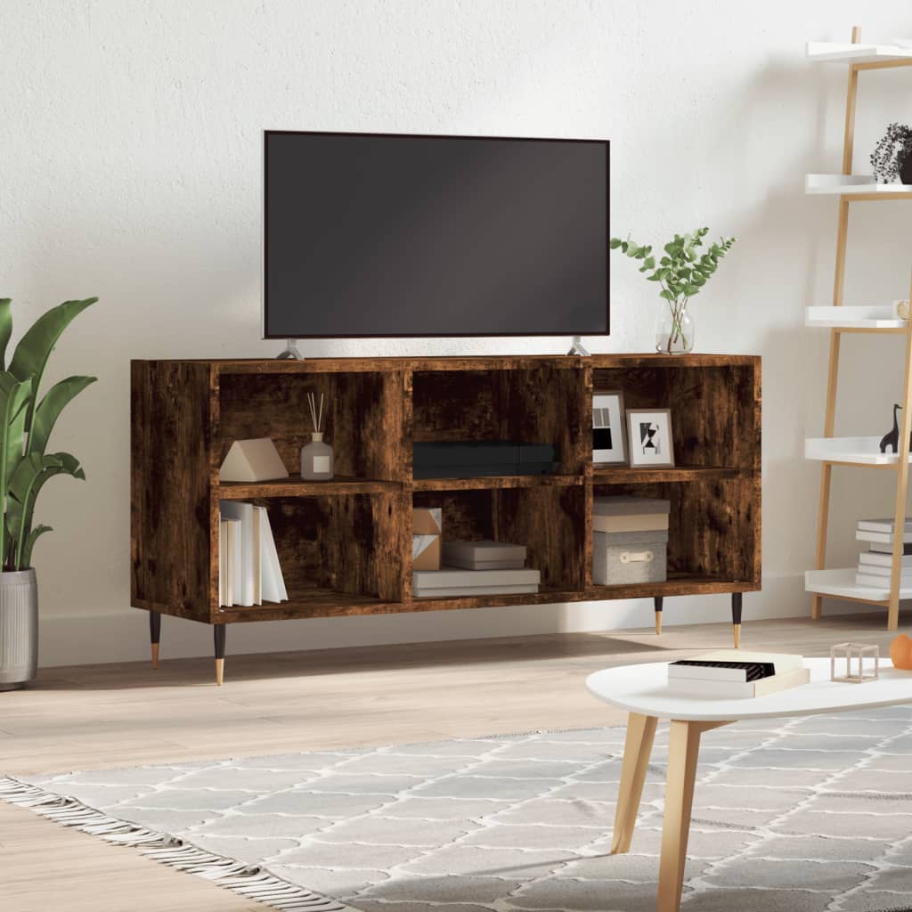 TV Cabinet Smoked Oak 103.5x30x50 cm Engineered Wood - Tyrell & Tyrell