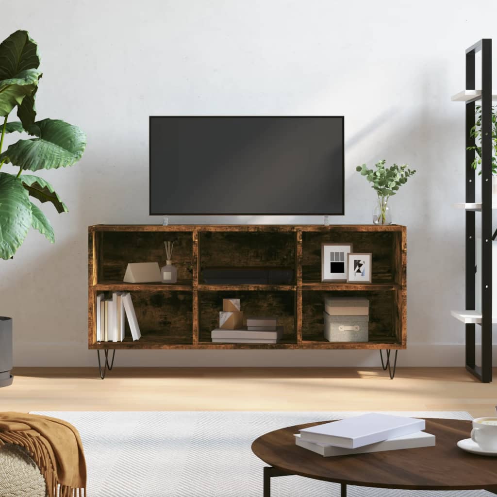 TV Cabinet Smoked Oak 103.5x30x50 cm Engineered Wood - Unbeatable Bargains