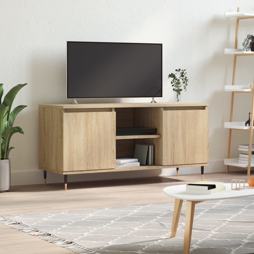 TV Cabinet Sonoma Oak 104x35x50 cm Engineered Wood - Brittle & Co