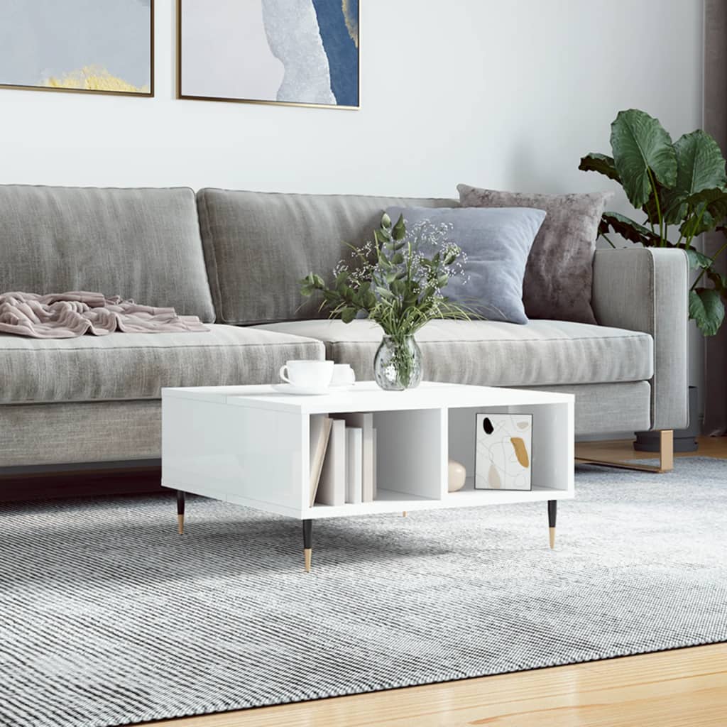 Coffee Table High Gloss White 60x60x30 cm Engineered Wood - R and M Furniture