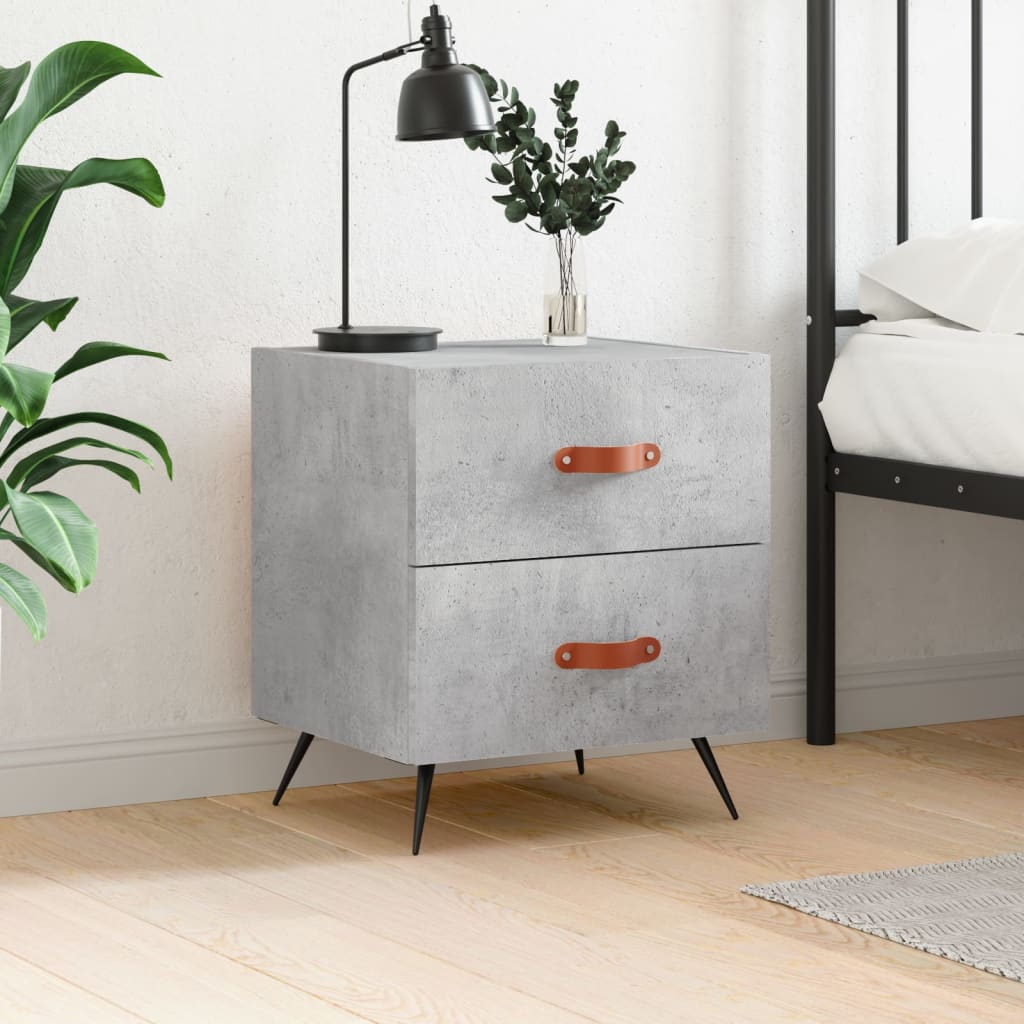 Bedside Table - ROGERS Aven Nightstand Concrete Grey 40cm - R and M Furniture